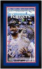 2023 World Series Champs! Texas Rangers Matted & Framed Newspaper Giclee Nov 2