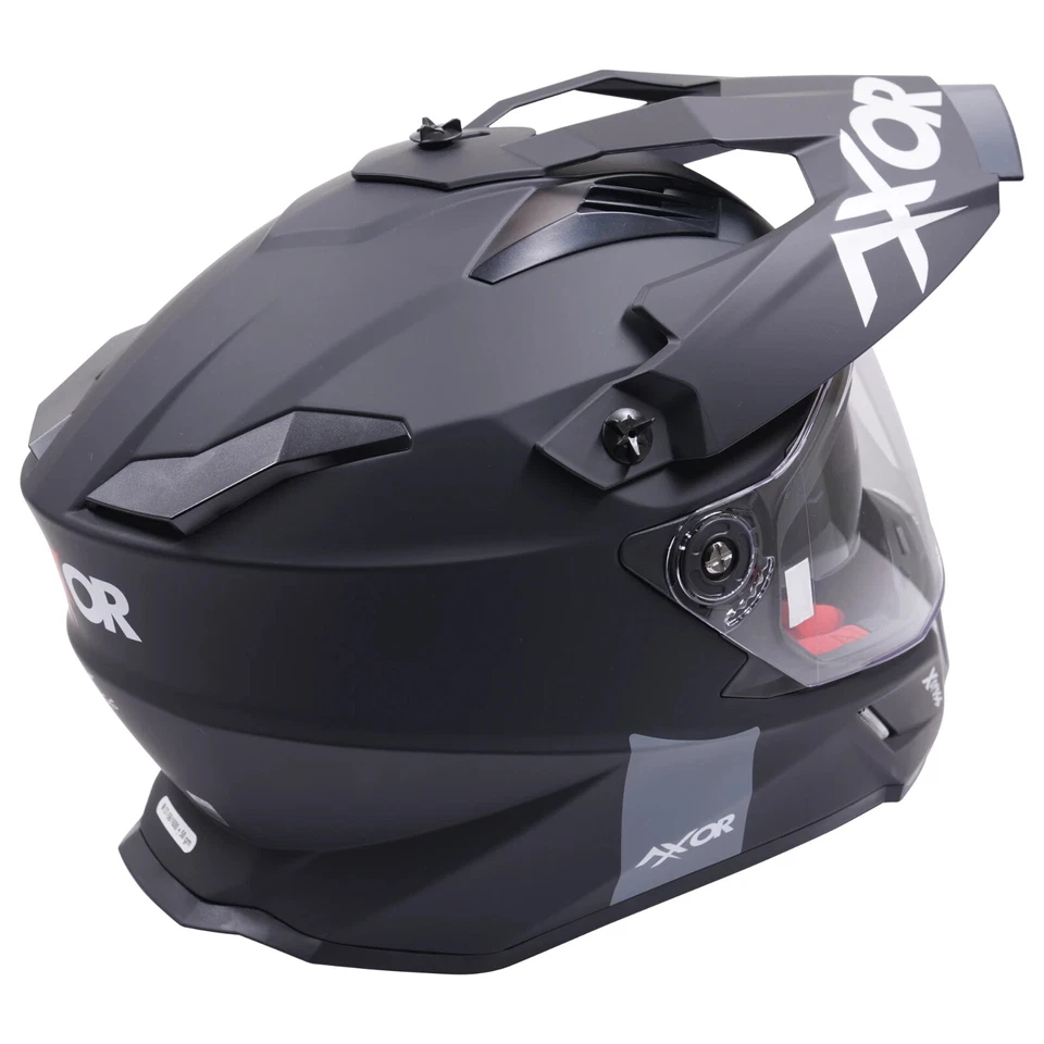 AXOR X-CROSS ADVENTURE DUAL SPORT MOTORCYCLE HELMET PLAIN MATT BLACK SUN VISOR - Image 4 of 4