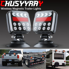 2X Wireless Trailer Lights Magnetic LED Tow Light Turn Signal Brake Reverse Stop