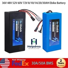 36V 48V 52V 60V 72V 8/10/14/20/30AH Ebike Battery for 200W-3600W Electric Bike