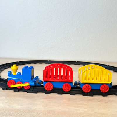 Duplo Toy Train Set w Oval Track Engine 2 Cars Kids Classic Toy Fun Holiday Gift