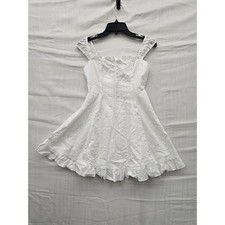 Wild Fable White Eyelet Mini Dress Cottagecore Smocked Back XS F00298475