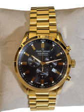 Claude Bernard Black Dial Gold Tone Mens Swis...