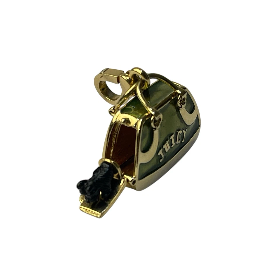 Juicy Couture con Yorkie Perro Cachorro Verde Dorado Portador Bowler Bolso Dije Scottie Foto 2 de 4