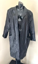 PRESTON & YORK II full-length black soft leather overcoat Jacket size 3X buttons