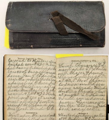 1875 antique DIARY searsport me ISAAC N HARRIMAN farmer FARM HAULING WOOD COAL