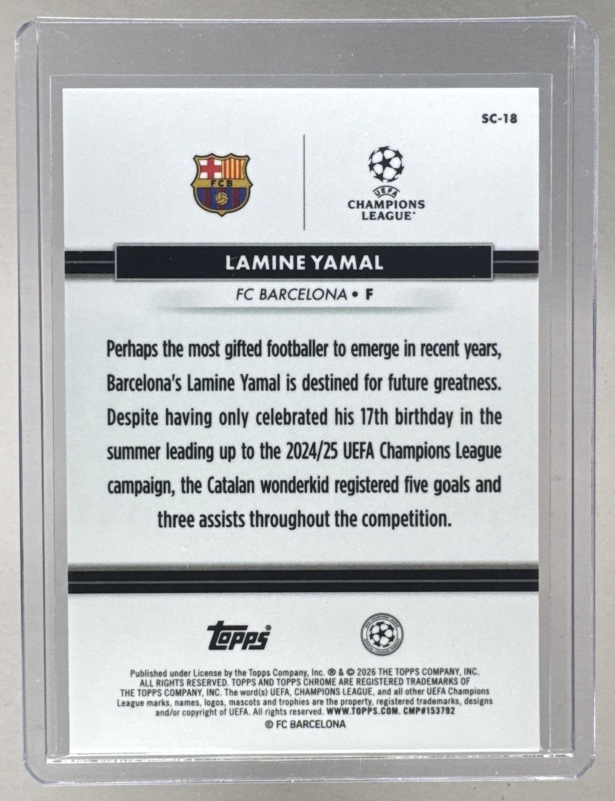 Lamine Yamal 2026 Topps NSCC Collection #SC-18 UEFA view 2
