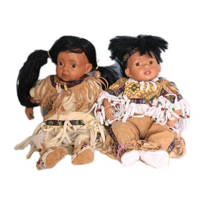 Indianer Porzellan Puppe Set Junge & Mädchen Positive Spirit Sammler Display