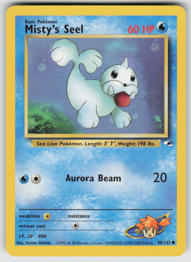 Misty's Seel 88/132 Common Gym Heroes Pokemon Unlimited Lightly Played