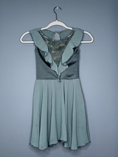 Weissman Teal Lyrical Dance Costume Dress Lace Chiffon Ruffle Size MC