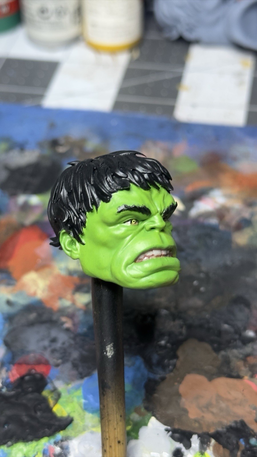 3D Printed Custom Painted Angry Hulk Head Sculpt for 1:12 Marvel ...