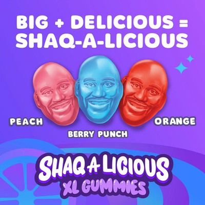 Shaq-A-Licious XL Gummies Sour Chewy Gummy Candy, 6.2 oz Bag