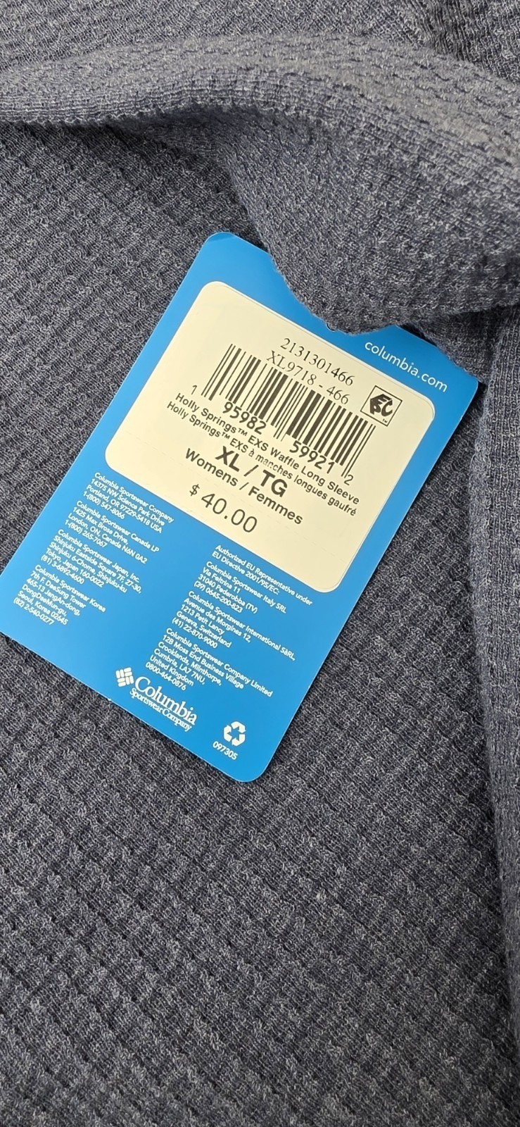 Columbia Holly Springs Waffle Thermal Shirt Women XL Blue Long Sleeve thumbnail 11