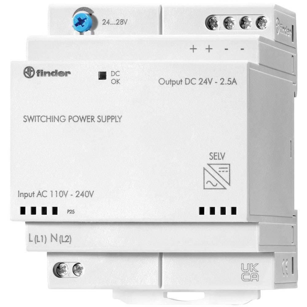 Finder Rail PSU 24V DC 2.8A 60W DIN Rail mount 35mm