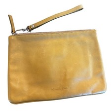 Massimo Dutti Leather Wristlet Pouch Clutch M...