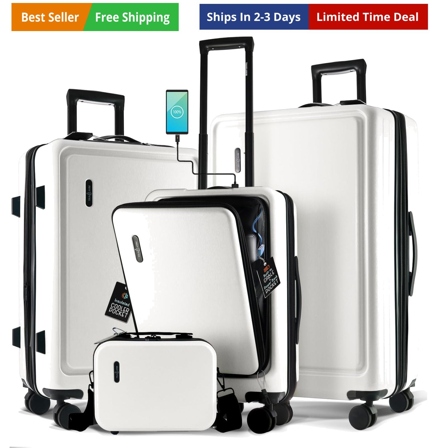 Sets With Spinner Wheels 4 Piece, Expandable Large Suitcas...