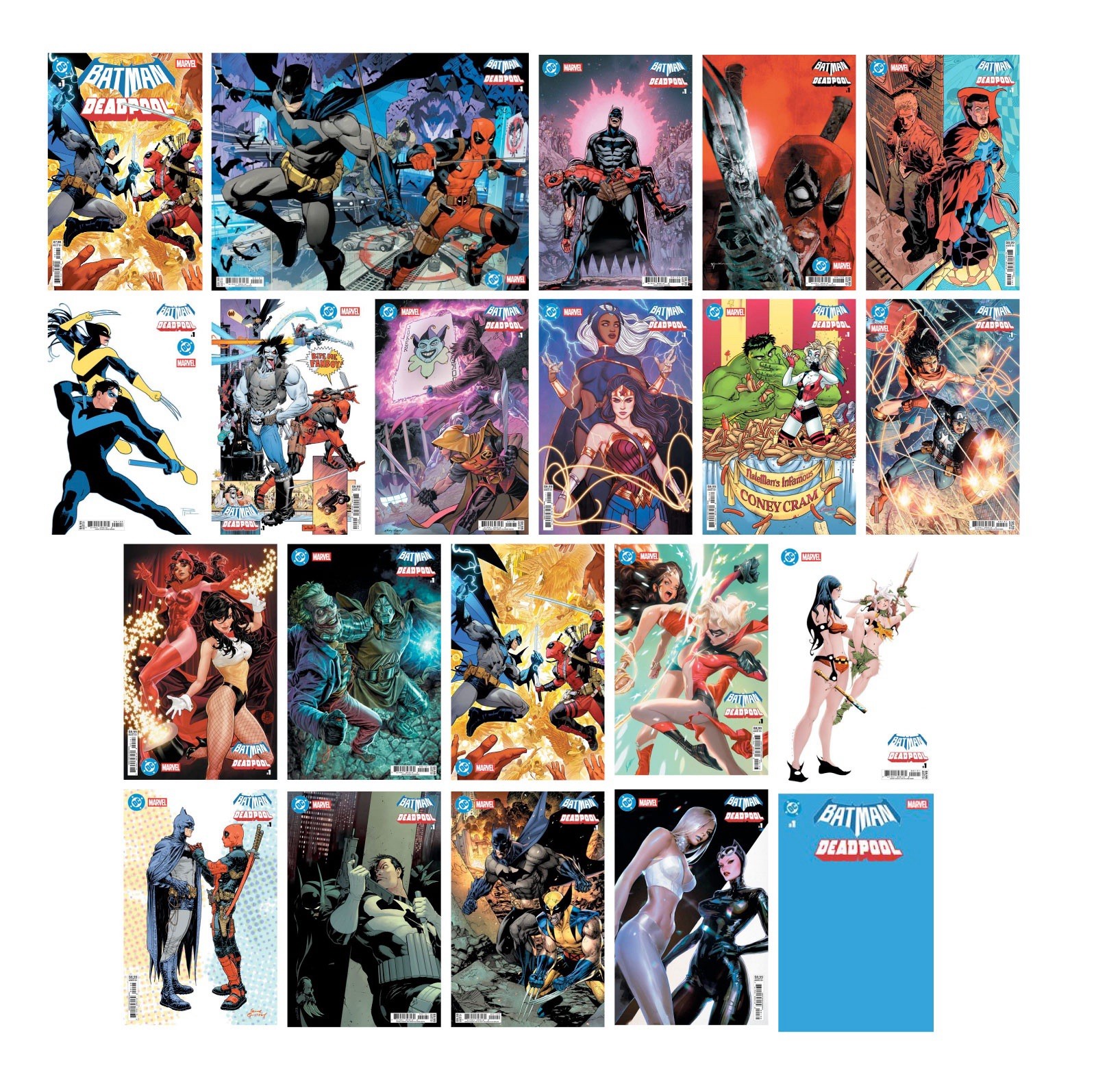 BATMAN / DEADPOOL #1 FULL SET 21 books Absolute DC/MARVEL VARIANT COVERS
