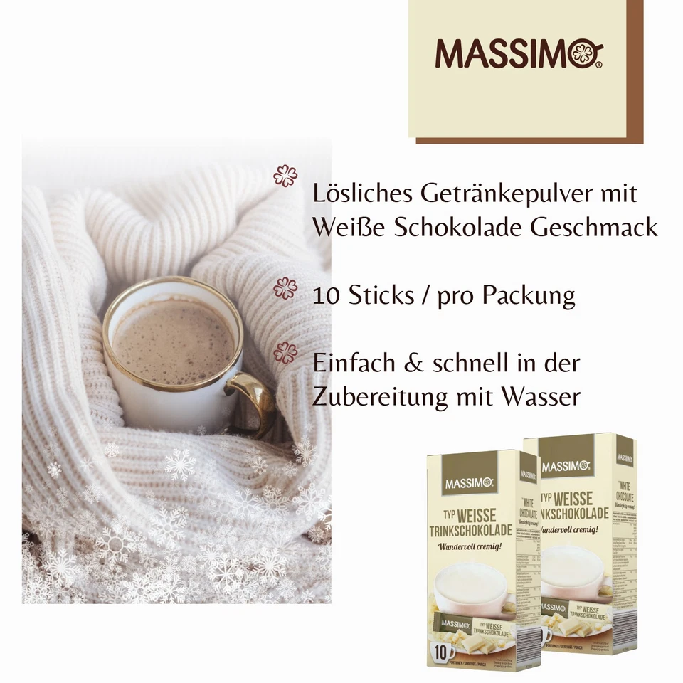 Massimo Weiße Trinkschokolade 16 Schachtel x 10 Sticks á 25g - Bild 4 von 4