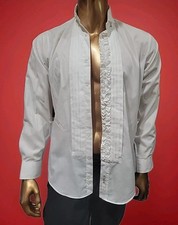 1970's Vintage After Six Size S4 14-14.5/33-34 Fashion White/Ruffled Shirt  WM1