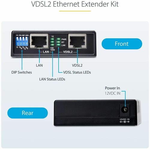 StarTech.com VDSL2 Ethernet Extender Kit over Single Pair Wire, Up to 0.6mi (1km - 第 3/7 張圖片