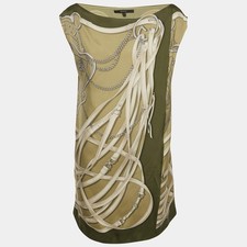 Gucci Green Equestrian Print Silk Mini Wrap Dress M