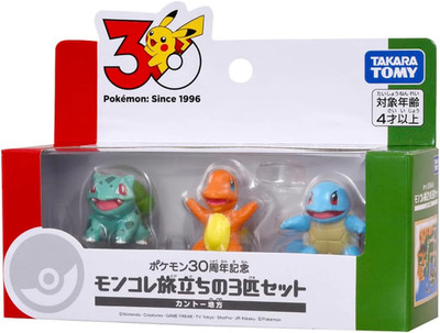 Pokemon 30th Anni. Moncolle Kanto Starter 3 Figure Set Takara Tomy