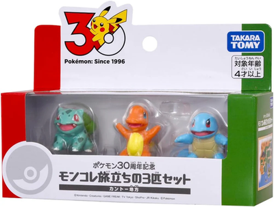Pokemon 30th Anni. Moncolle Kanto Starter 3 Figure Set Takara Tomy