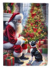 Caroline's Treasures Boston Terrier and Santa Claus Garden Flag DAC4078GF