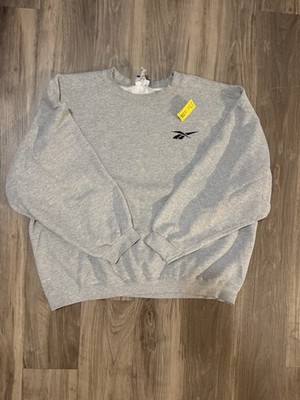 Reebok Men's Gray Solid Crew Neck Pullover Sweater XL Regular Logo Accent
