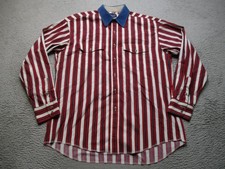 Vintage Wrangler Shirt Mens XL Red Striped Button Up Western Brushpopper