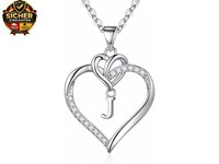 Kette Herz Damen Halskette Gold Silber, 14K Gold/WeißGold Vergoldet Herz