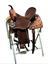 Western Leather Horse Saddle Handmade Barrel Racing Tooled Trail Tack Equestrian
