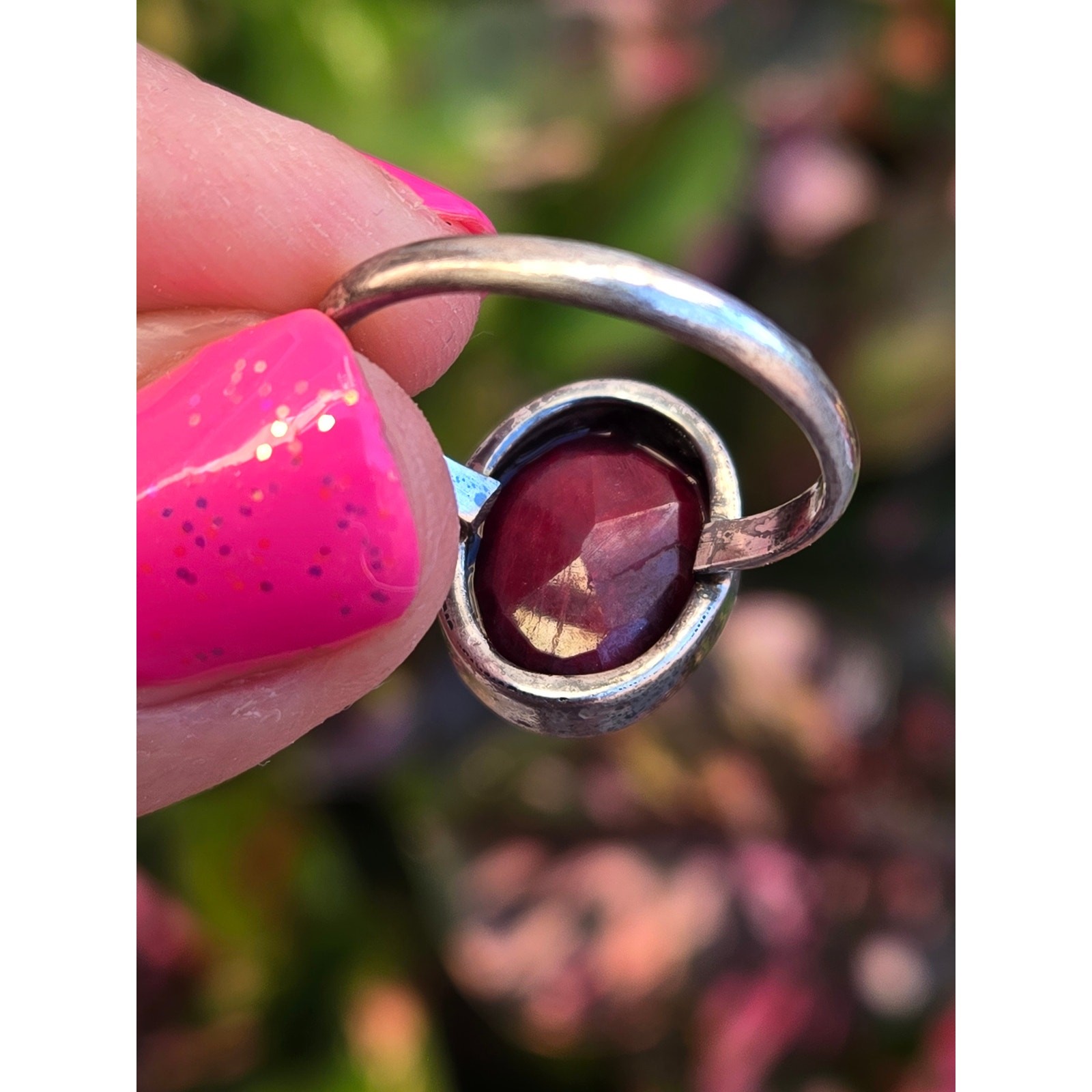Modernist Natural Red Ruby Gemstone Ring 925 Ster… - image 6