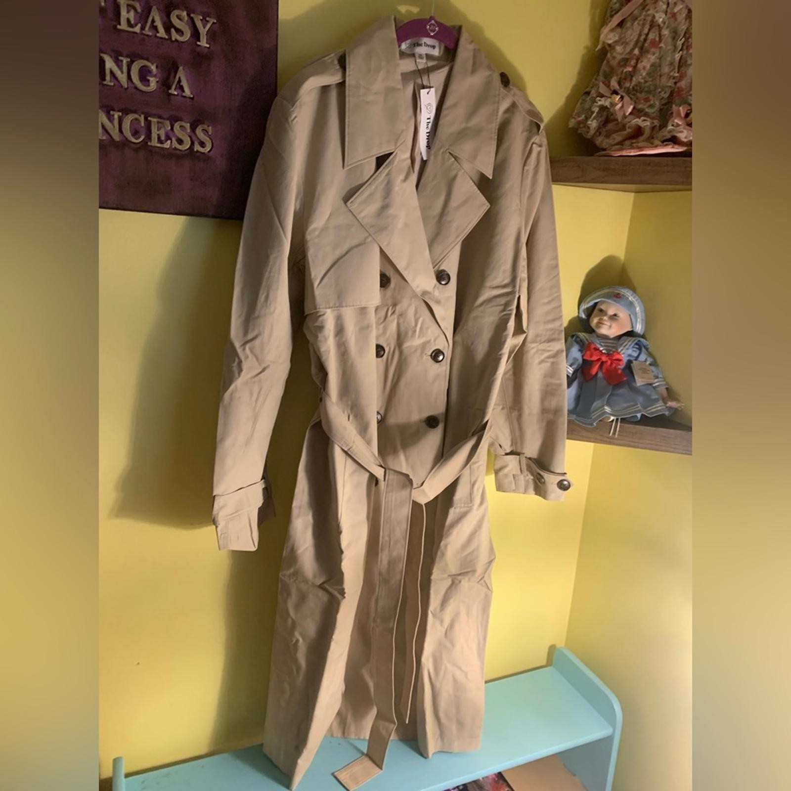 The Drop-Ladies 2XL Beige Trench Coat