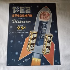 Pez Spaceman Dispenser 12.5 x 16 Metal Tin Si...