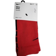 Nike Elite Basketball Dri Fit Crew Socks Red Black Kids Youth 3Y-5Y WMN 4-6 NWt