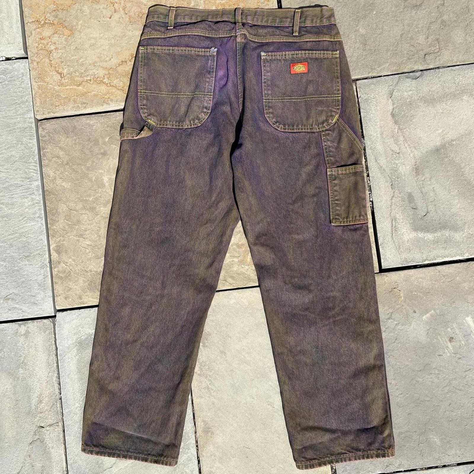 Reworked Dickies Purple Brown Yellow Denim Carpenter Jeans