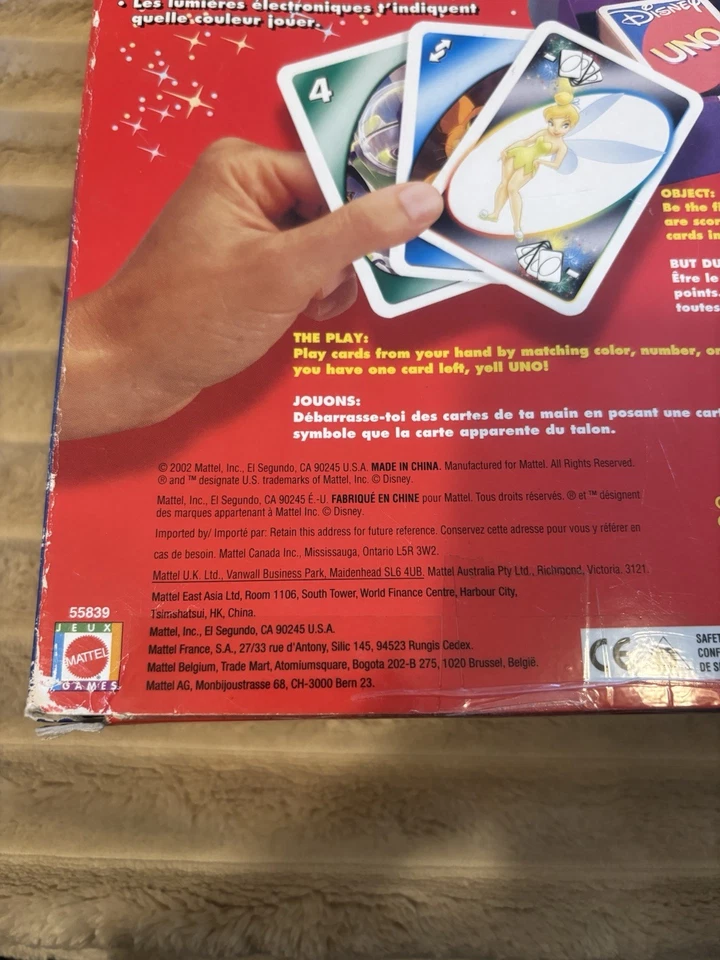 2002 Disney UNO Card Game with Electronic Tinker Bell Magic Features￼ - Image 3 of 4