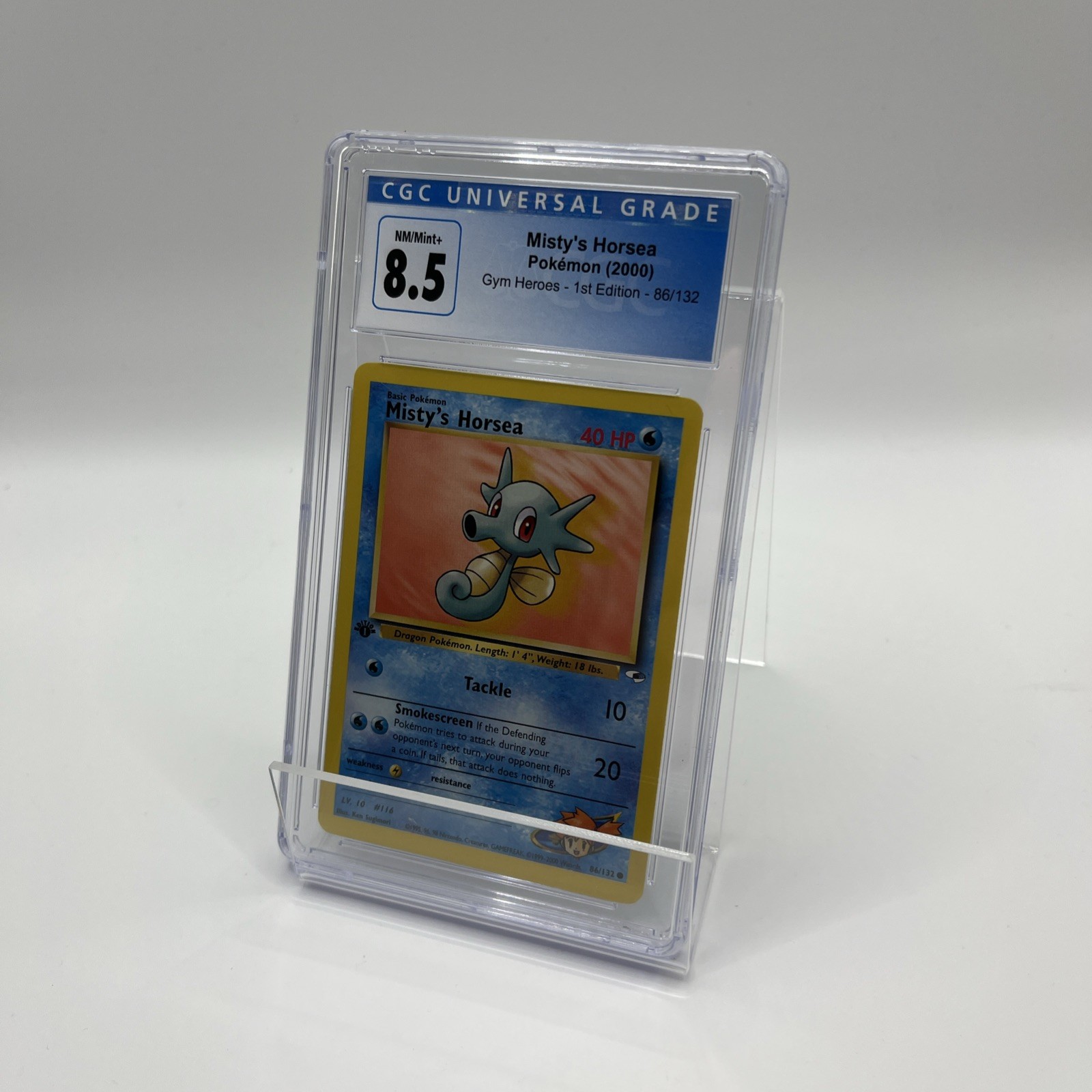 1st Edition Pokemon Misty's Horsea 86/132 Gym Heroes 2000 Graded CGC 8.5
