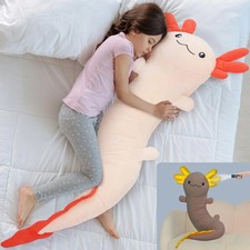 Giant Axolotl Plush Toy - Huge Stuffed Animal Body Pillow for Kids, Glow in Dark