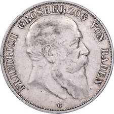 [#1261086] German States, BADEN, Friedrich I, 5 Mark, 1907, Silver, EF, KM:274