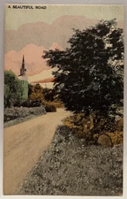 A Beautiful Road, Orsoni Process, Hand-Colored Postcard