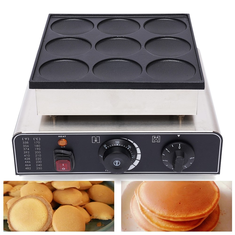 Kommerzielles Elektrische 9pc Dutch Pancake Baker Maker Bügeleisen Maschine 900W
