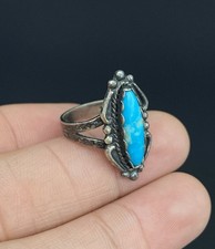 Fred Harvey Era Native American Sterling Silver .925 Turquoise VTG Navajo Ring