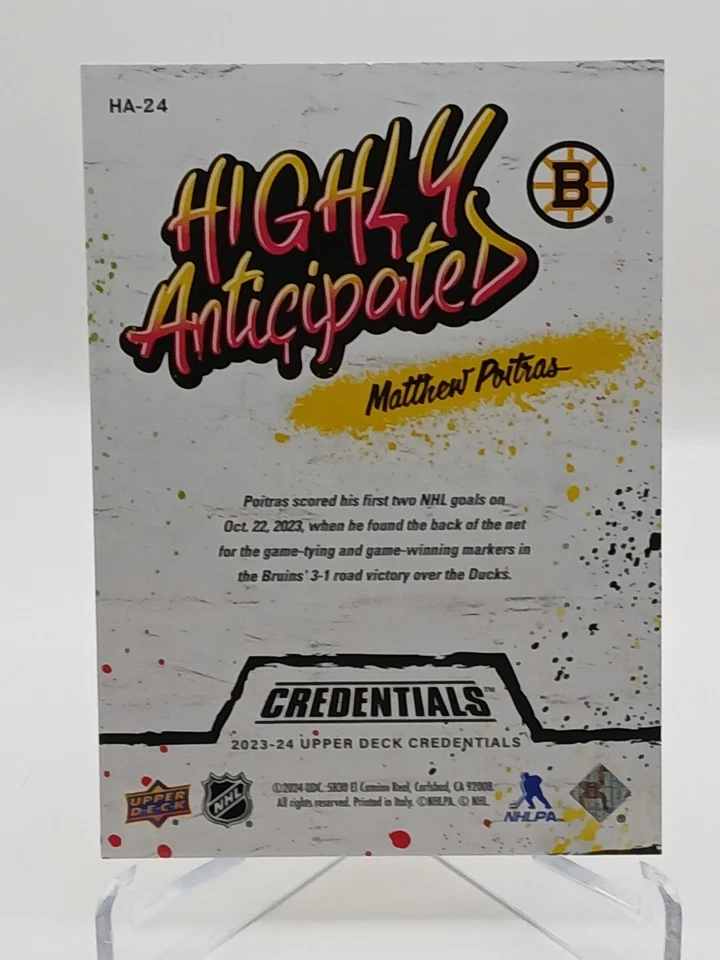 2023-24 Upper Deck Credentials HA-24 Matthew Poitras Highly Anticipated Rookie - Image 2 of 2