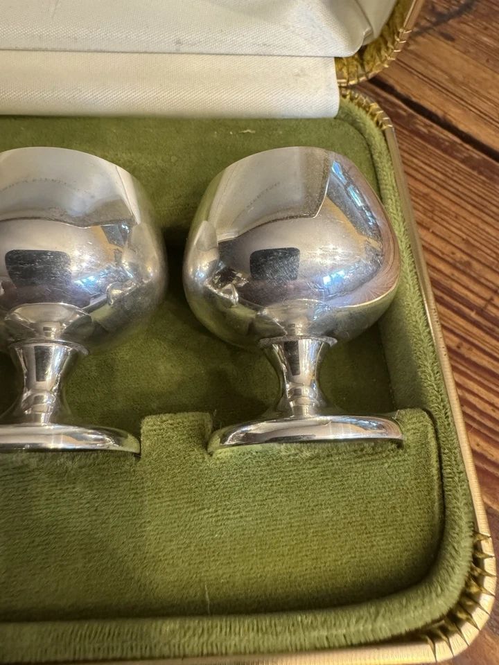 Mini cáliz cordial vintage Gorham 955 de plata esterlina tazas de chupito y caja Foto 4 de 4