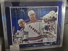 Framed 16x20 K’Andre Miller NYR Signed W/1st Goal Inscription Fanatics Suede Mat
