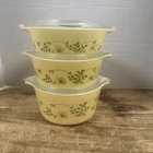 PYREX Shenandoah Nesting Casserole Bowls Dish 471B 472B 473B w Lids 6 pc Vintage