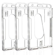 Hard Plastic Badge Holder, Clear ID Badge Name Card Holder with Easy Access T...