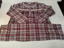 Secret Treasures Granny Long Sleeve Nightgown Lace Collar,Plaid,Button 2XL